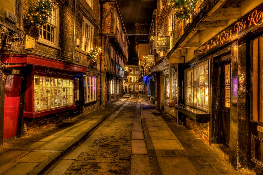 Historic timber-framed buildings along the Shambles in York